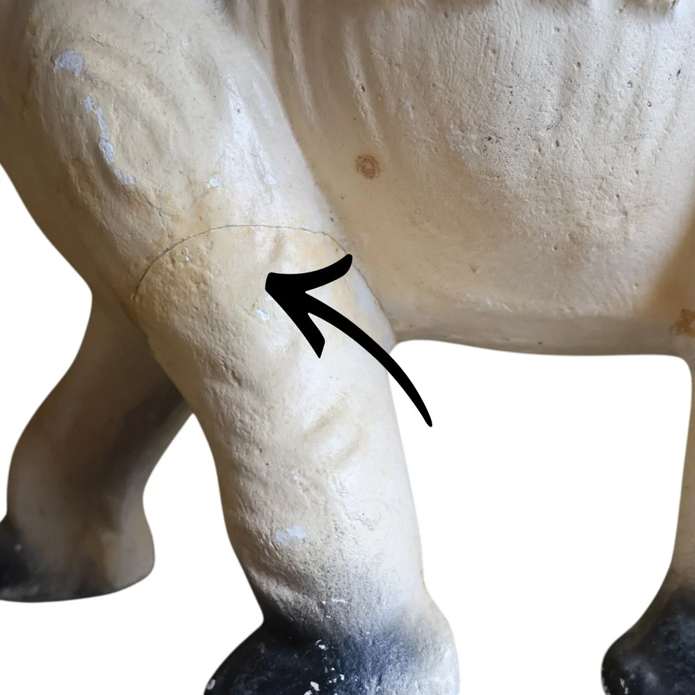 Vintage Chalkware Elephant Figurine MCM Circus Decor 13” Repaired Leg
